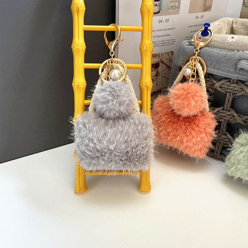 Wholesale Cute plush pearl mini bag shape keychain
